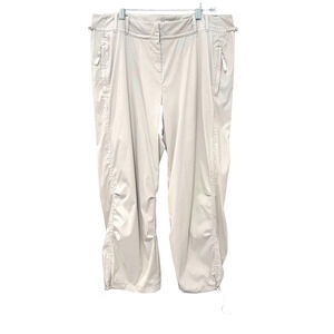 J Jill Outdoor Hiking Cream Cargo Cropped Pant Size 14 Adjustable Waist/Hem